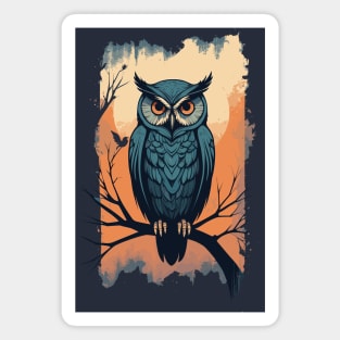 Vintage Owl under the Beautiful Moon Magnet